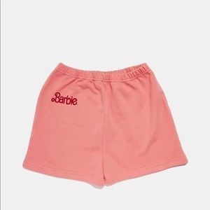 Barbie logo pink jogger shorts